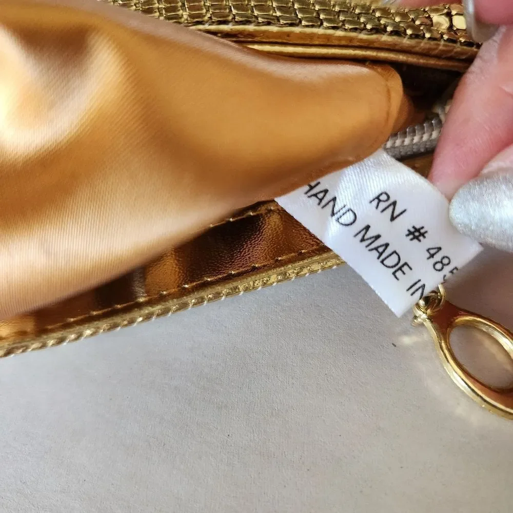 Unbranded Gold Metal Mesh Clutch Bag (No Shoulder Strap) Zip Closure